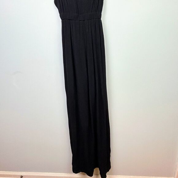 Rokoko Black Strappy Flowy Sleeveless Maxi Dress Sexy Side Slits Open Back LBD S - Picture 4 of 13